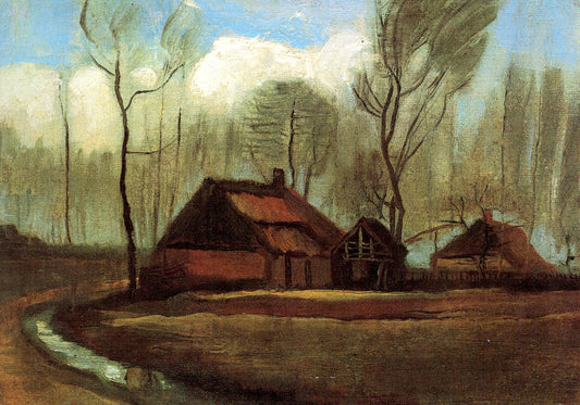 "Farmhouses Among Trees" by Vincent van Gogh